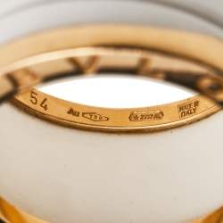 Bvlgari B.Zero1 White Ceramic 18K Rose Gold 4-Band Ring Size 54