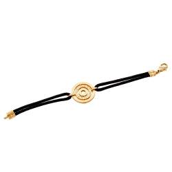 Pre Owned Bvlgari Astrale 18K Yellow Gold Black Cord Bracelet