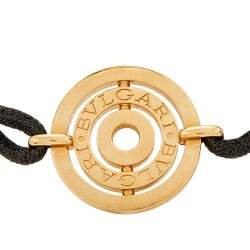 Pre Owned Bvlgari Astrale 18K Yellow Gold Black Cord Bracelet