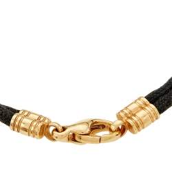 Pre Owned Bvlgari Astrale 18K Yellow Gold Black Cord Bracelet