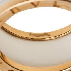 Bvlgari B.Zero1 White Ceramic 18k Rose Gold 4-Band Ring Size 61