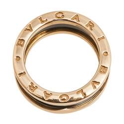 Pre Owned Bvlgari B.Zero1 Black Ceramic 18k Rose Gold Band Ring Size 53