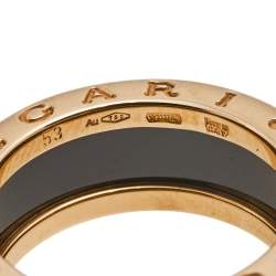 Pre Owned Bvlgari B.Zero1 Black Ceramic 18k Rose Gold Band Ring Size 53