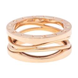 Pre Owned Bvlgari B.Zero1 18k Rose Gold Open Band Ring Size 57