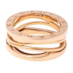 Pre Owned Bvlgari B.Zero1 18k Rose Gold Open Band Ring Size 57