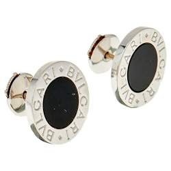 Pre Owned Bvlgari Bvlgari Onyx 18k White Gold Stud Earrings