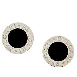 Pre Owned Bvlgari Bvlgari Onyx 18k White Gold Stud Earrings