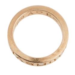 Pre Owned Bvlgari Bvlgari Diamond 18k Rose Gold Band Ring Size 51