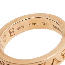 Pre Owned Bvlgari Bvlgari Diamond 18k Rose Gold Band Ring Size 51