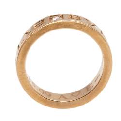 Pre Owned Bvlgari Bvlgari Diamond 18k Rose Gold Band Ring Size 51