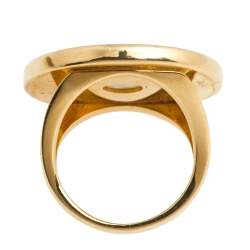 Pre Owned Bvlgari Mother of Pearl 18k Yellow Gold Ring Size 52