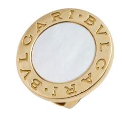 Pre Owned Bvlgari Mother of Pearl 18k Yellow Gold Ring Size 52