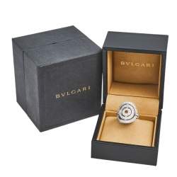 Pre Owned Bvlgari Astrale Cerchi Diamond 18K White Gold Ring Size 52