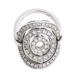 Pre Owned Bvlgari Astrale Cerchi Diamond 18K White Gold Ring Size 52