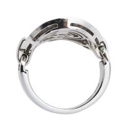 Pre Owned Bvlgari Astrale Cerchi Diamond 18K White Gold Ring Size 52