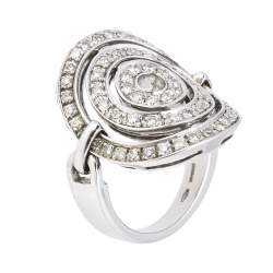 Pre Owned Bvlgari Astrale Cerchi Diamond 18K White Gold Ring Size 52