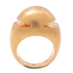 Pre Owned Bvlgari Fancy High Dome 18k Rose Gold Ring Size 51