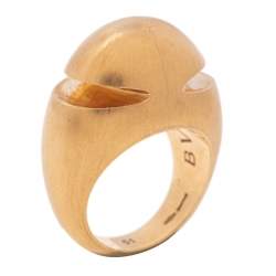 Pre Owned Bvlgari Fancy High Dome 18k Rose Gold Ring Size 51