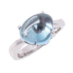 Bvlgari Sassi Mediterranean EdenBlue Topaz 18K White Gold Ring Size 51