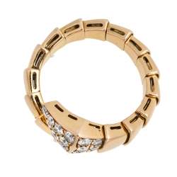 Pre Owned Bvlgari Serpenti Viper Diamond 18k Rose Gold Ring Size M
