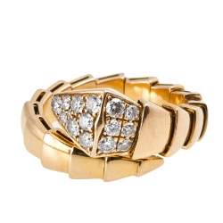 Pre Owned Bvlgari Serpenti Viper Diamond 18k Rose Gold Ring Size M