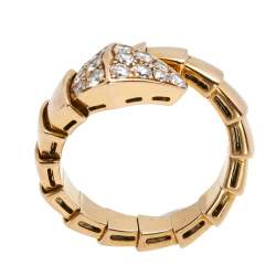 Pre Owned Bvlgari Serpenti Viper Diamond 18k Rose Gold Ring Size M