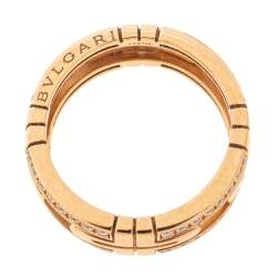 Pre Owned Bvlgari Parentesi Diamond 18k Rose Gold Openwork Band Ring Size 56