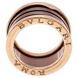 Pre Owned  Bvlgari B.Zero1 Roma Bronze Ceramic 18K Rose Gold 4-Band Ring Size 53