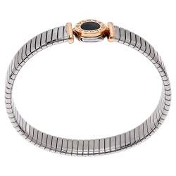 Bvlgari Tubogas Onyx 18K Rose Gold Steel Cuff Bracelet L