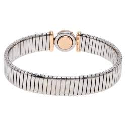 Bvlgari Tubogas Onyx 18K Rose Gold Steel Cuff Bracelet L