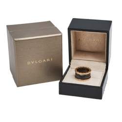 Pre Owned Bvlgari B.Zero1 Black Ceramic 18K Rose Gold 4- Band Ring Size 55