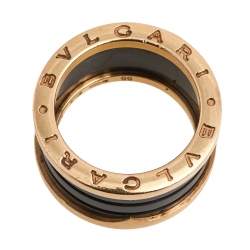 Pre Owned Bvlgari B.Zero1 Black Ceramic 18K Rose Gold 4- Band Ring Size 55