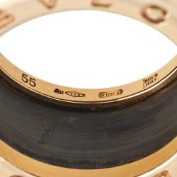 Pre Owned Bvlgari B.Zero1 Black Ceramic 18K Rose Gold 4- Band Ring Size 55