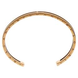 Pre Owned Bvlgari B.Zero1 Black Ceramic 18K Rose Gold Open Cuff Bracelet SM