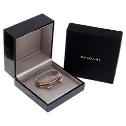 Pre Owned Bvlgari B.Zero1 Black Ceramic 18K Rose Gold Open Cuff Bracelet SM