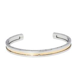 Pre Owned Bvlgari B.Zero1 18K Rose Gold & Stainless Steel Open Cuff Bracelet S