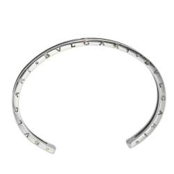 Pre Owned Bvlgari B.Zero1 18K Rose Gold & Stainless Steel Open Cuff Bracelet S