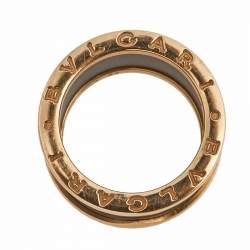 Bvlgari B.Zero1 Brown Marble 18K Rose Gold 4-Band Ring Size 52