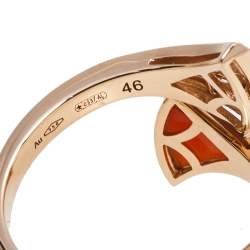 Pre Owned Bvlgari Divas' Dream Carnelian Diamond 18k Rose Gold Ring Size 46