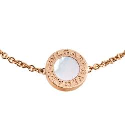 Pre Owned Bvlgari Bvlgari Mother of Pearl Carnelian 18K Rose Gold Bracelet M/L