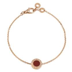 Pre Owned Bvlgari Bvlgari Mother of Pearl Carnelian 18K Rose Gold Bracelet M/L