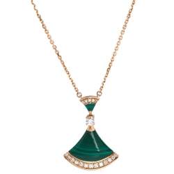 Bvlgari Divas' Dream Malachite Diamond 18K Rose Gold Pendant Necklace