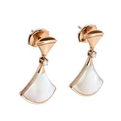 Pre Owned Bvlgari Divas' Dream Mother of Pearl Diamond 18K Rose Gold Earrings