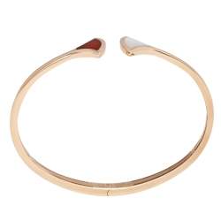 Pre Owned Bvlgari Divas' Dream Carnelian Mother of Pearl 18K Rose Gold Open Cuff Bracelet L