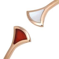 Pre Owned Bvlgari Divas' Dream Carnelian Mother of Pearl 18K Rose Gold Open Cuff Bracelet L