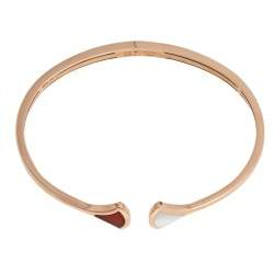Pre Owned Bvlgari Divas' Dream Carnelian Mother of Pearl 18K Rose Gold Open Cuff Bracelet L