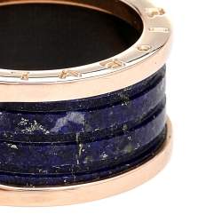 Pre Owned Bvlgari B.Zero1 Lapis Lazuli 18K Rose Gold 4-Band Ring Size 59