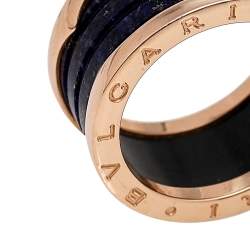 Pre Owned Bvlgari B.Zero1 Lapis Lazuli 18K Rose Gold 4-Band Ring Size 59