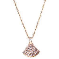 Pre Owned Bvlgari Divas' Dream Sapphire Diamond 18K Rose Gold Pendant Necklace