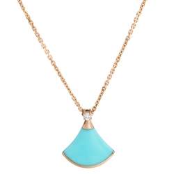 Pre Owned Bvlgari Divas' Dream Turquoise Diamond 18K Rose Gold Pendant Necklace